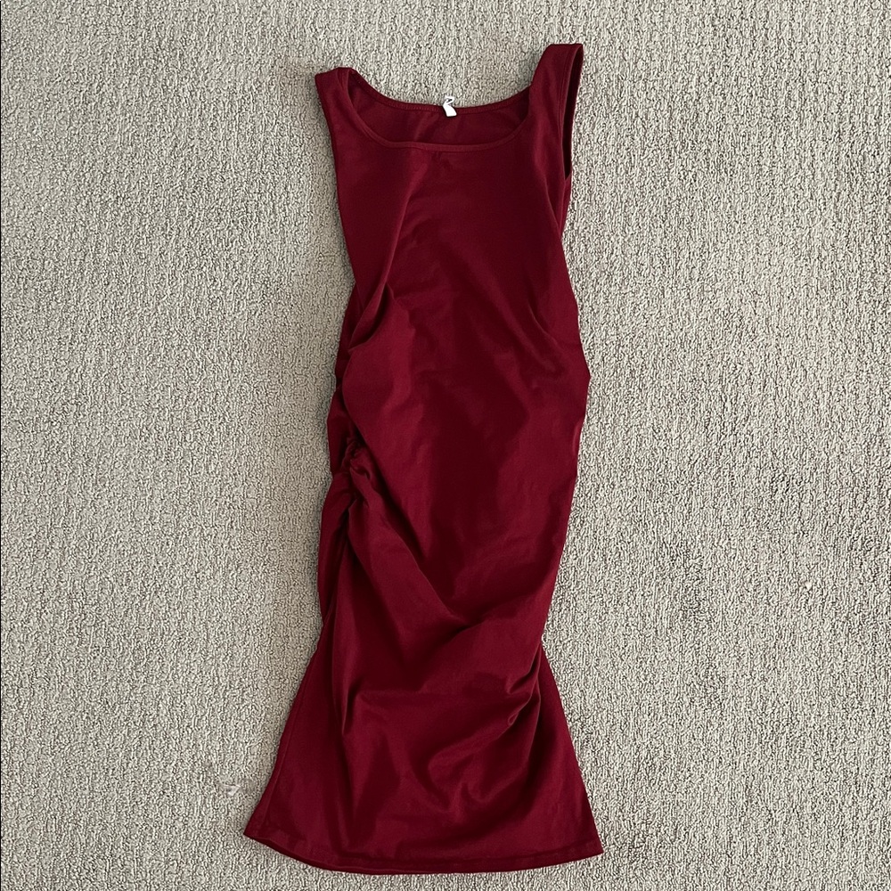 🩷 Large Dress Stretchy Ruched Burgundy Sleeveless Layering Maternity